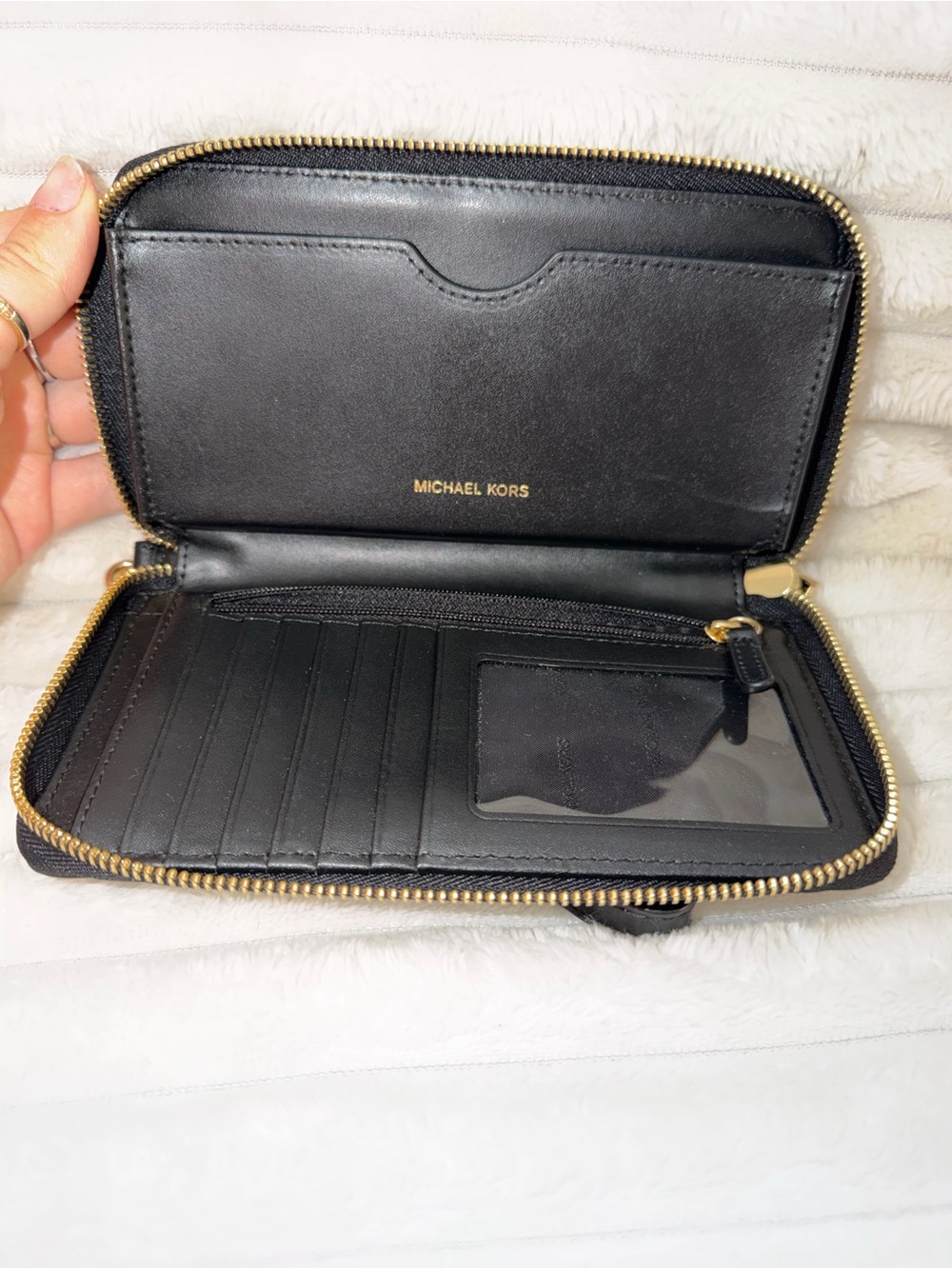 Michael Kors Leopard-Print Wristlet Wallet - Brown, Black & Gold - Picture 3 of 4